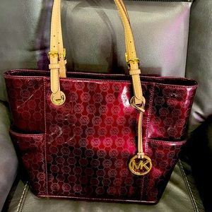 Michael Kors patent leather tote bag